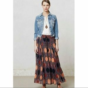 Anthropologie Maeve Hexprint Maxi Skirt